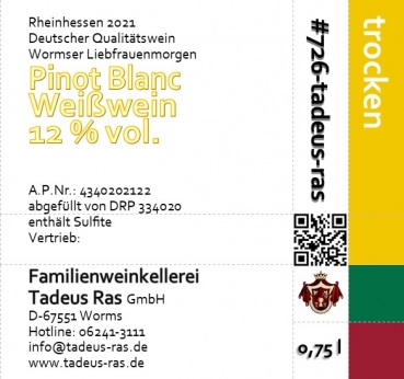 Pinot Blanc Weißwein - 2021